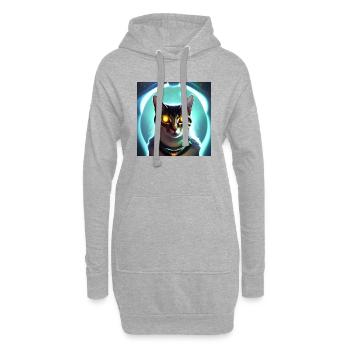 Le chat de l’univers - Sweat-shirt à capuche long Femme - gris chiné - Devant