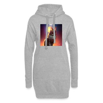 Le chat de l’univers - Sweat-shirt à capuche long Femme - gris chiné - Devant