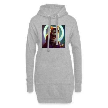 Le chat de l’univers - Sweat-shirt à capuche long Femme - gris chiné - Devant