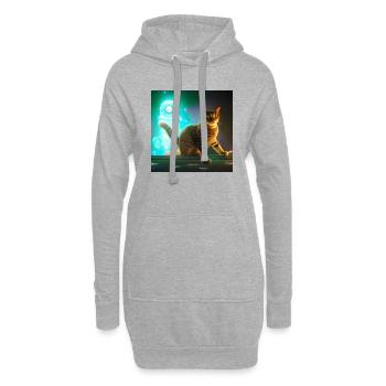 Le chat de l’univers - Sweat-shirt à capuche long Femme - gris chiné - Devant