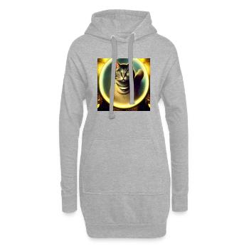 Le chat de l’univers - Sweat-shirt à capuche long Femme - gris chiné - Devant