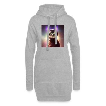 Le chat de l’univers - Sweat-shirt à capuche long Femme - gris chiné - Devant