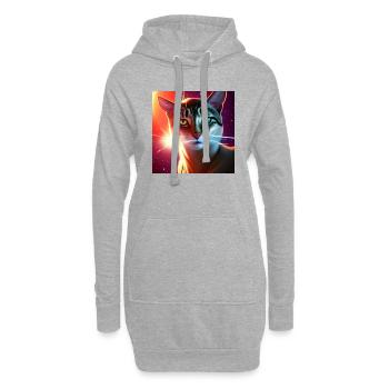 Le chat de l’univers - Sweat-shirt à capuche long Femme - gris chiné - Devant