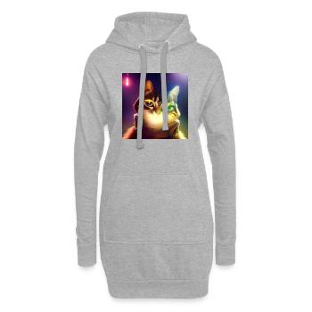 Le chat de l’univers - Sweat-shirt à capuche long Femme - gris chiné - Devant