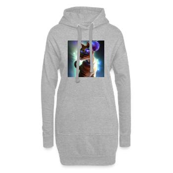 Le chat de l’univers - Sweat-shirt à capuche long Femme - gris chiné - Devant