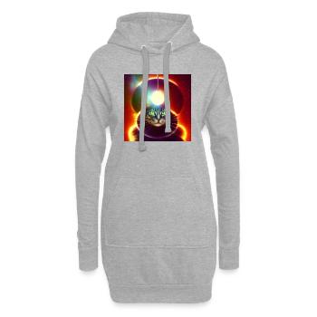 Le chat de l’univers - Sweat-shirt à capuche long Femme - gris chiné - Devant