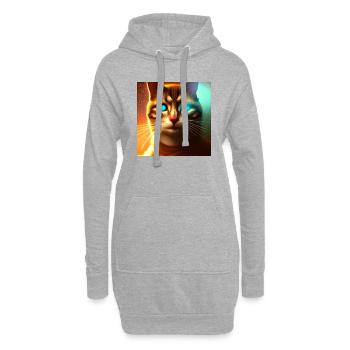 Le chat de l’univers - Sweat-shirt à capuche long Femme - gris chiné - Devant