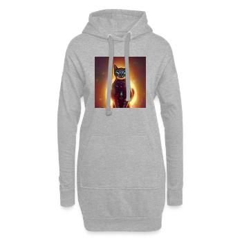 Le chat de l’univers - Sweat-shirt à capuche long Femme - gris chiné - Devant