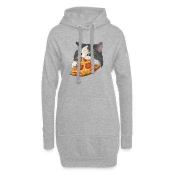 Flauschige Katze Pizza Fast Food Essen - Hoodie-Kleid - Grau meliert - Vorne