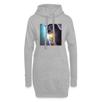 Le chat de l’univers - Sweat-shirt à capuche long Femme - gris chiné - Devant