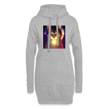 Le chat de l’univers - Sweat-shirt à capuche long Femme - gris chiné - Devant