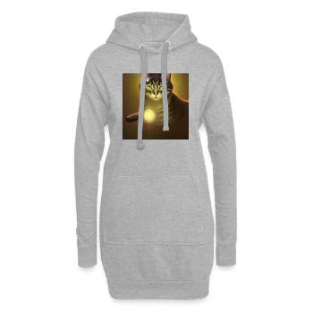 Le chat de l’univers - Sweat-shirt à capuche long Femme - gris chiné - Devant