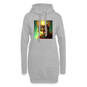 Le chat de l’univers - Sweat-shirt à capuche long Femme - gris chiné - Devant