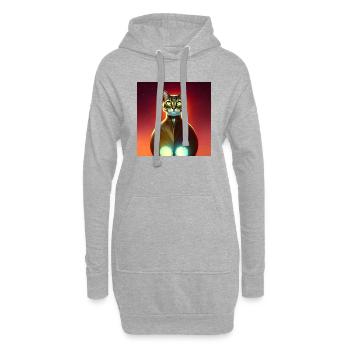 Le chat de l’univers - Sweat-shirt à capuche long Femme - gris chiné - Devant