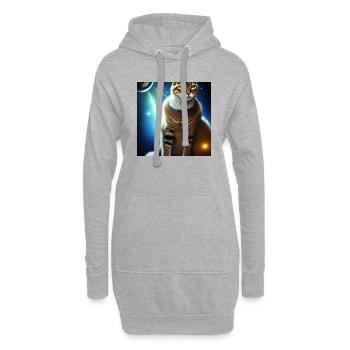 Le chat de l’univers - Sweat-shirt à capuche long Femme - gris chiné - Devant