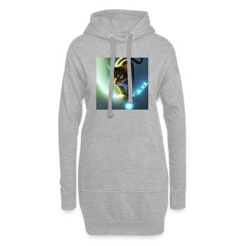 Le chat de l’univers - Sweat-shirt à capuche long Femme - gris chiné - Devant