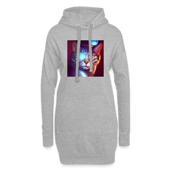 Le chat de l’univers - Sweat-shirt à capuche long Femme - gris chiné - Devant