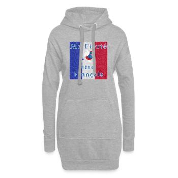 Ma fierté être Français - Sweat-shirt à capuche long Femme - gris chiné - Devant