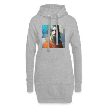 Schöne Frau Aquarellmalerei - Hoodie-Kleid - Grau meliert - Vorne