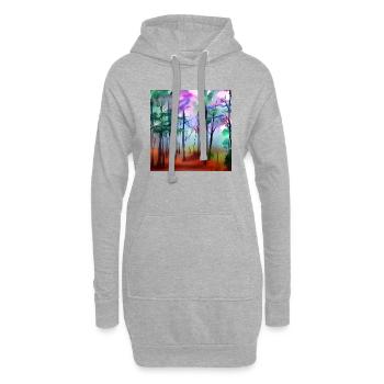 Aquarelle forêt nature - Sweat-shirt à capuche long Femme - gris chiné - Devant