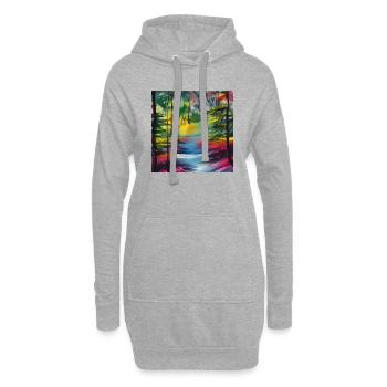 Aquarell Fluss im Wald - Hoodie-Kleid - Grau meliert - Vorne