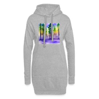Abend im Aquarellwald - Hoodie-Kleid - Grau meliert - Vorne