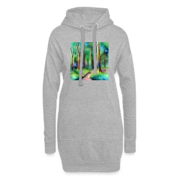 Route forestière aquarelle - Sweat-shirt à capuche long Femme - gris chiné - Devant