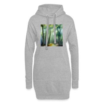 Nebel im Aquarellwald - Hoodie-Kleid - Grau meliert - Vorne