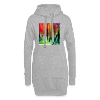 Mystérieuse aquarelle nature forêt - Sweat-shirt à capuche long Femme - gris chiné - Devant