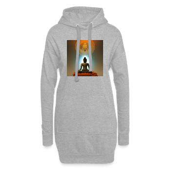 Statue de Bouddha - Sweat-shirt à capuche long Femme - gris chiné - Devant