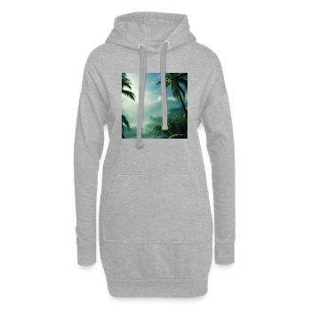Palmier vacances nature - Sweat-shirt à capuche long Femme - gris chiné - Devant