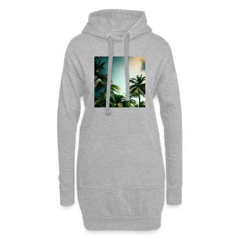 Paysage avec des palmiers - Sweat-shirt à capuche long Femme - gris chiné - Devant
