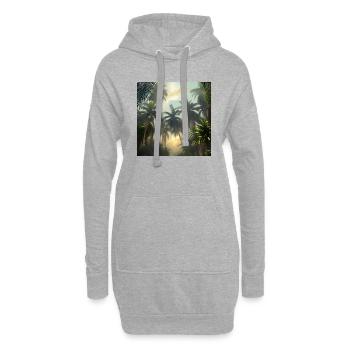 Jungle avec palmiers - Sweat-shirt à capuche long Femme - gris chiné - Devant