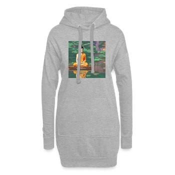 Art de statue de Bouddha de bande dessinée - Sweat-shirt à capuche long Femme - gris chiné - Devant