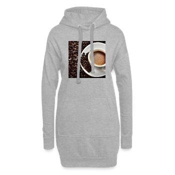 Café du matin - Sweat-shirt à capuche long Femme - gris chiné - Devant