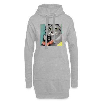 Mutter von Katzen - Hoodie-Kleid - Grau meliert - Vorne