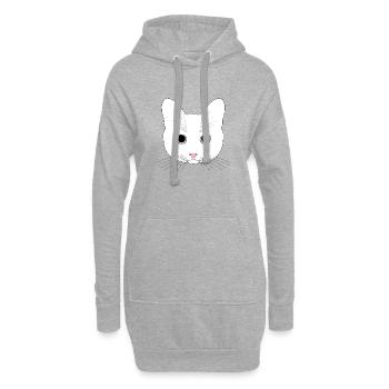 Chat tête blanc yeux transparent - Sweat-shirt à capuche long Femme - gris chiné - Devant