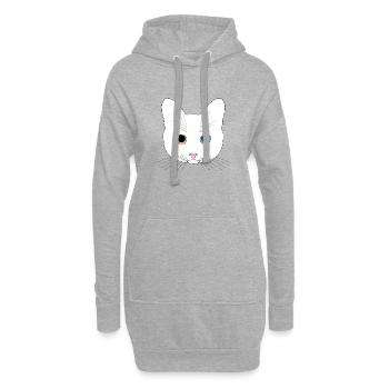 Chat tête blanc yeux orange bleu - Sweat-shirt à capuche long Femme - gris chiné - Devant