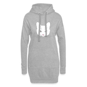 Chat tête blanc yeux transparent - Sweat-shirt à capuche long Femme - gris chiné - Devant