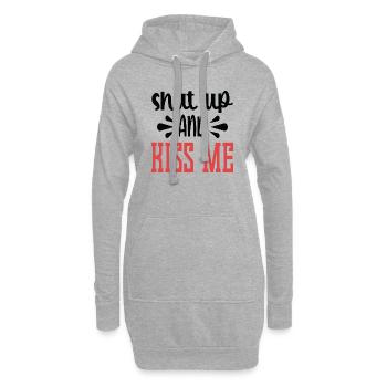 Shut Up and Kiss me - Hoodie-Kleid - Grau meliert - Vorne