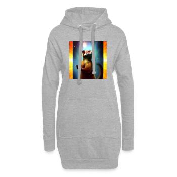 Coati - Sweat-shirt à capuche long Femme - gris chiné - Devant