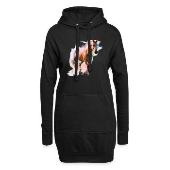 Bunter Abstrakter Geometrisches Pferd - Hoodie-Kleid - Schwarz - Vorne