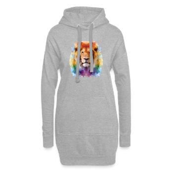 Lion géométrique abstrait coloré - Sweat-shirt à capuche long Femme - gris chiné - Devant