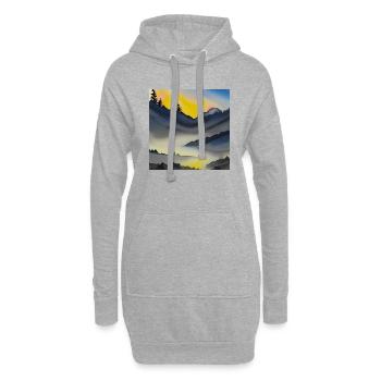 Superbe paysage de montagnes aquarelles - Sweat-shirt à capuche long Femme - gris chiné - Devant