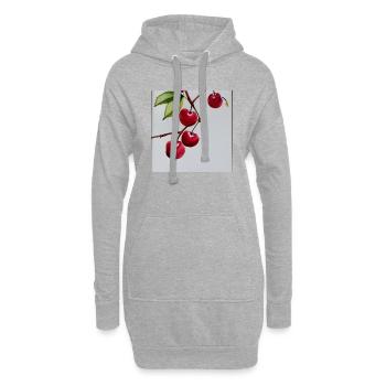 Winterliche Kirschmalerei - Hoodie-Kleid - Grau meliert - Vorne
