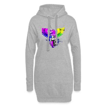 Motorrad fahrendes Einhorn Unicorn Motorbike Moped - Hoodie-Kleid - Grau meliert - Vorne