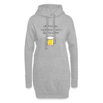 Pinte bière cartoon dorée - Sweat-shirt à capuche long Femme - gris chiné - Devant