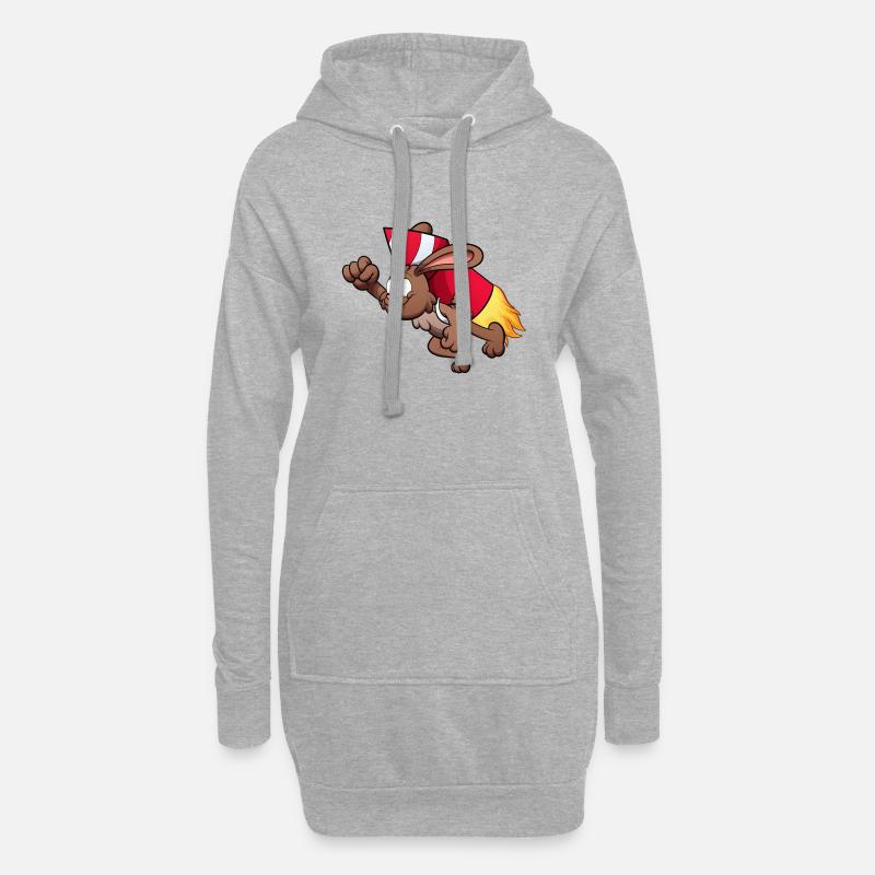 Rabbit With Firework Jetpack - Hoodie Dress - heather grey