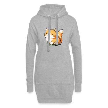 Illustration Comic Cute Kawaii Sticker Happy Cat - Sweat-shirt à capuche long Femme - gris chiné - Devant