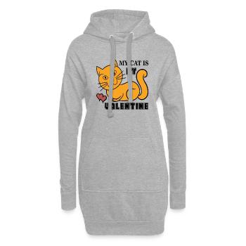 My Cat is my Valentine - Hoodie-Kleid - Grau meliert - Vorne
